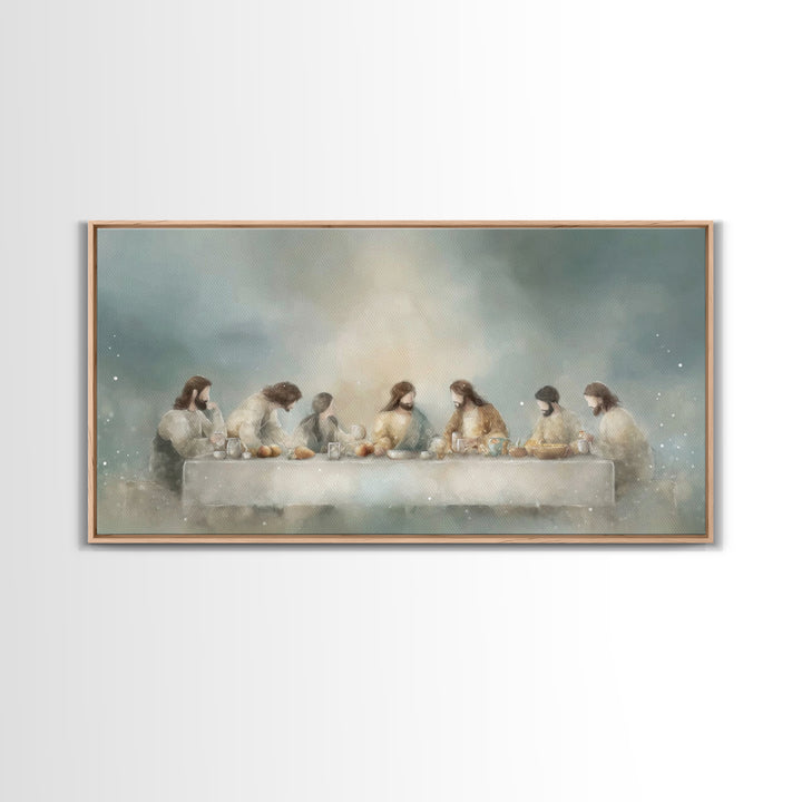 Sacred Supper Light, Framed Canvas Print, Christian Art Canvas, Christian Wall Art, Modern Christian Art, Jesus Painting, Christmas Art Pri