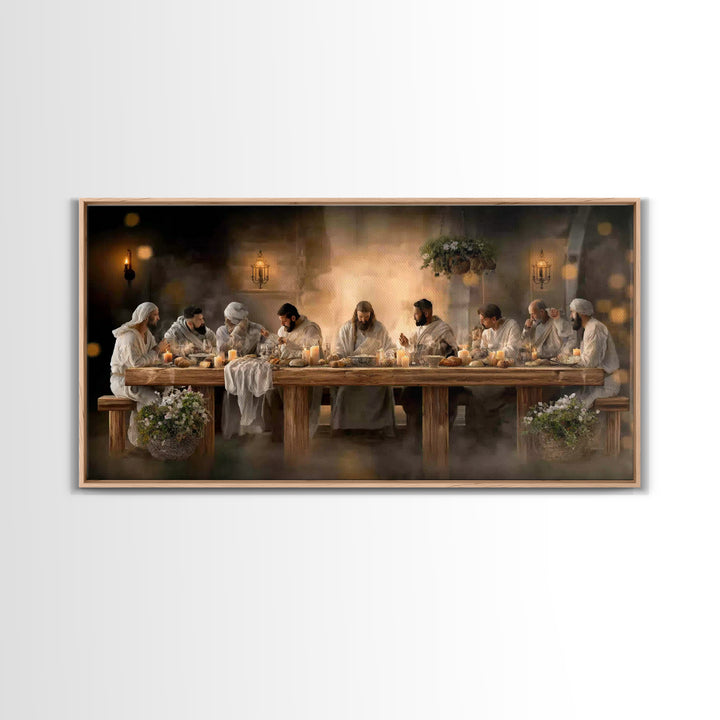 Desert Supper Glow, Framed Canvas Print, Christian Wall Art, Christian Art Canvas, Jesus Painting, Christian Christmas Art, Modern Christia