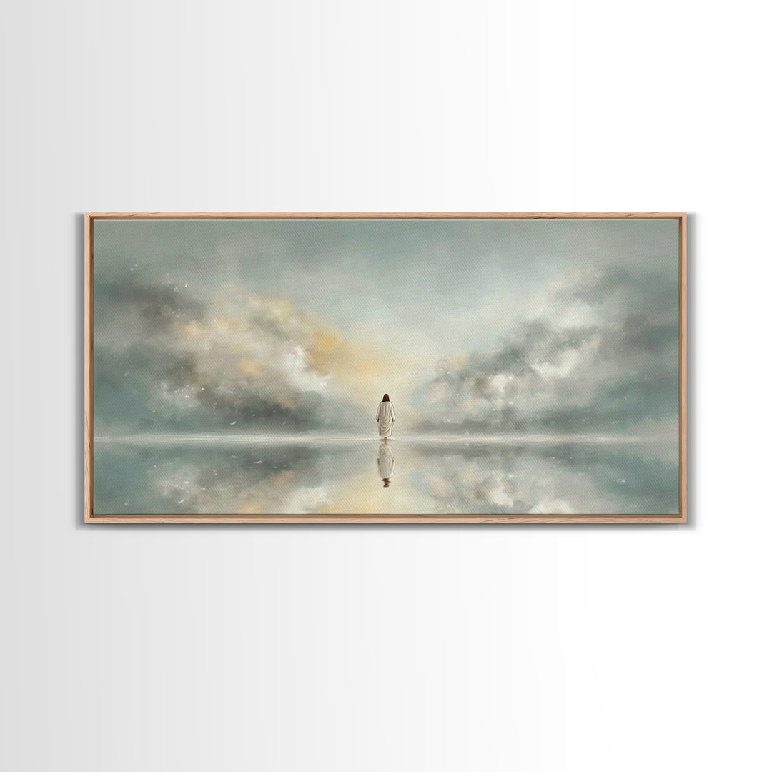 Light Upon Still Waters - Framed Canvas Print - Modern Christian Art - Christian Art Canvas - Christian Decor For Home - Jesus Art Print