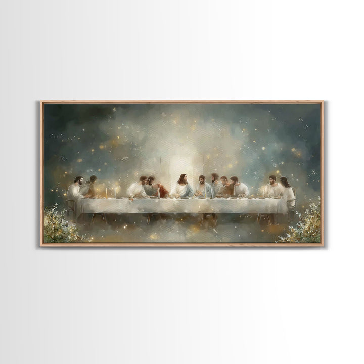 Luminous Last Supper – Framed Canvas Print – Christian Wall Art – Christian Art Print – Jesus Painting – Christmas Art Prints – Modern Chri