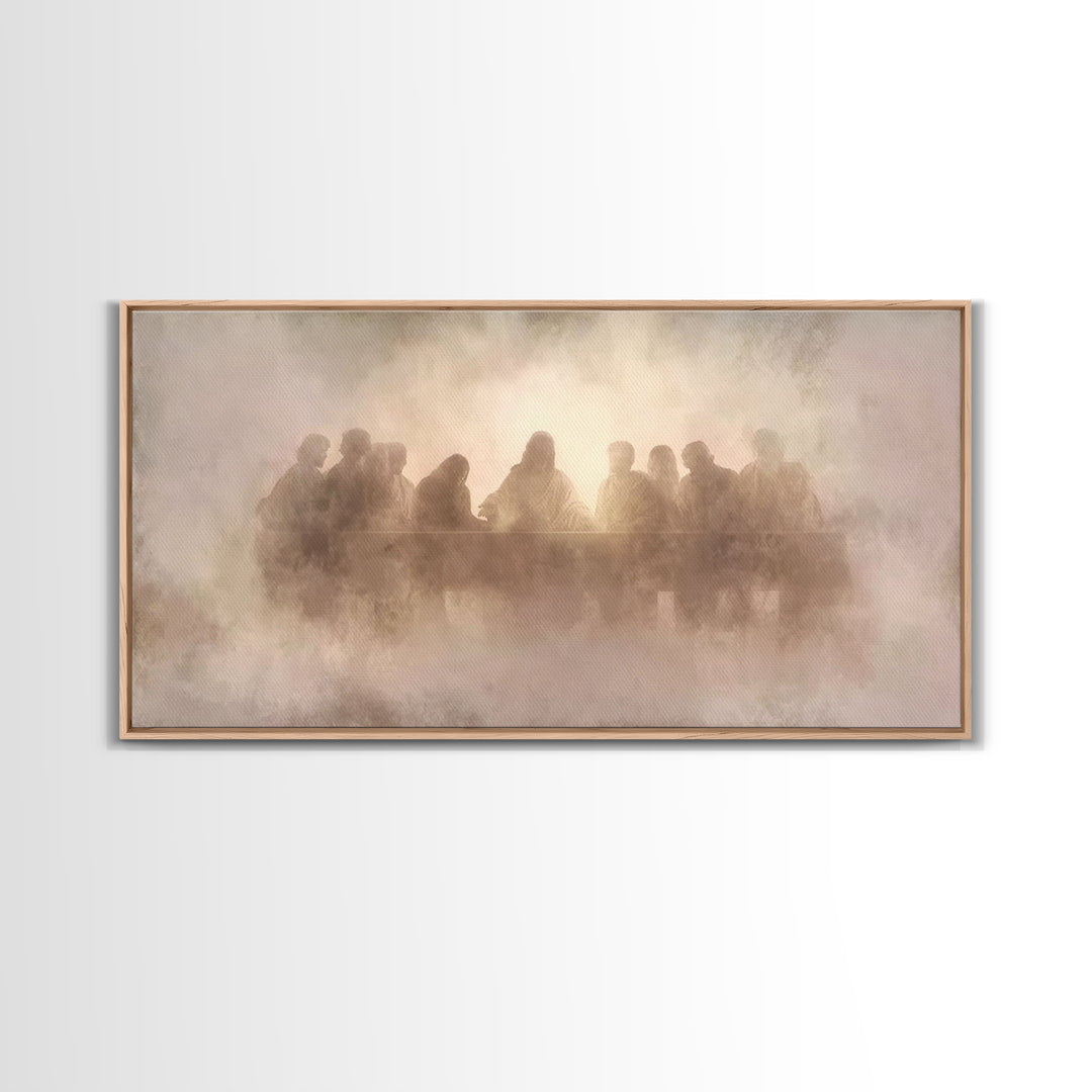 Heavenly Communion Mist, Framed Canvas Print, Christian Art Canvas, Jesus Painting, Christian Wall Art, Christmas Art, Christian Decor