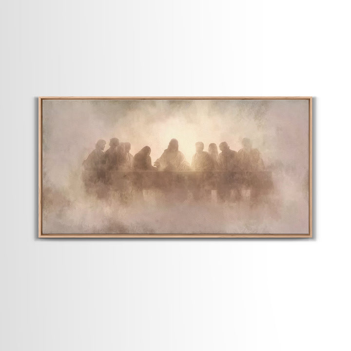 Heavenly Communion Mist, Framed Canvas Print, Christian Art Canvas, Jesus Painting, Christian Wall Art, Christmas Art, Christian Decor