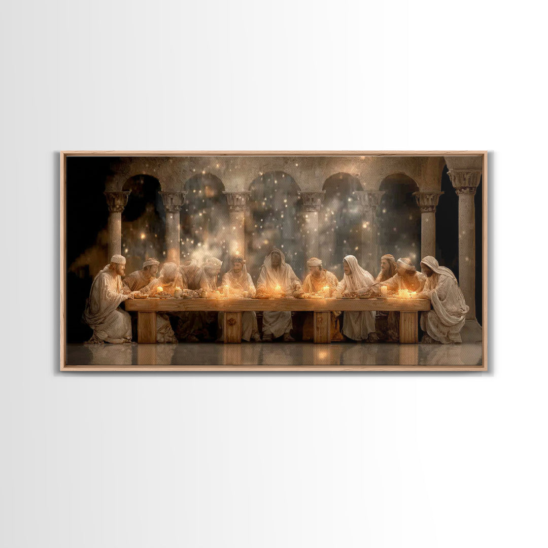 Divine Supper Radiance, Framed Canvas Print, Christian Art Work, Jesus Painting, Christian Wall Art, Christmas Art, Christian Decor