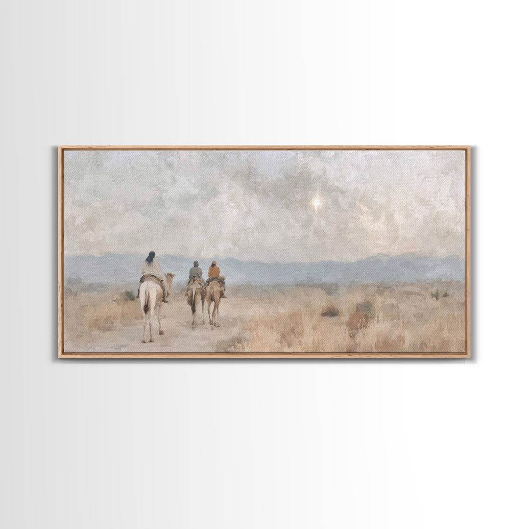 Starbound Pilgrimage, Framed Canvas Print, Christian Art Canvas, Christian Wall Art, Christian Christmas Art, Christmas Art, Christian Deco