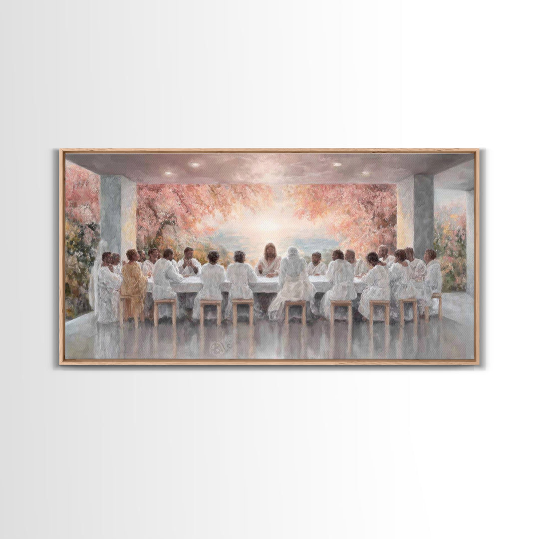 Celestial Supper Bloom – Framed Canvas Print – Christian Art Canvas – Jesus Painting – Christian Wall Art – Christmas Art – Christian Decor