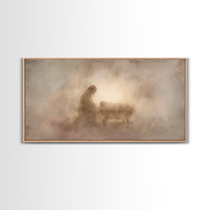 Holy Night Glow – Framed Canvas Print – Christian Wall Art – Jesus Christmas Art – Christian Art Canvas – Christmas Wall Art – Christian De