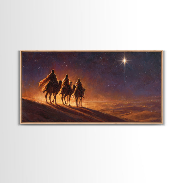 Desert Star Journey – Framed Canvas Print – Christian Wall Art – Christmas Art Prints – Christian Art Canvas – Christian Christmas Decor –