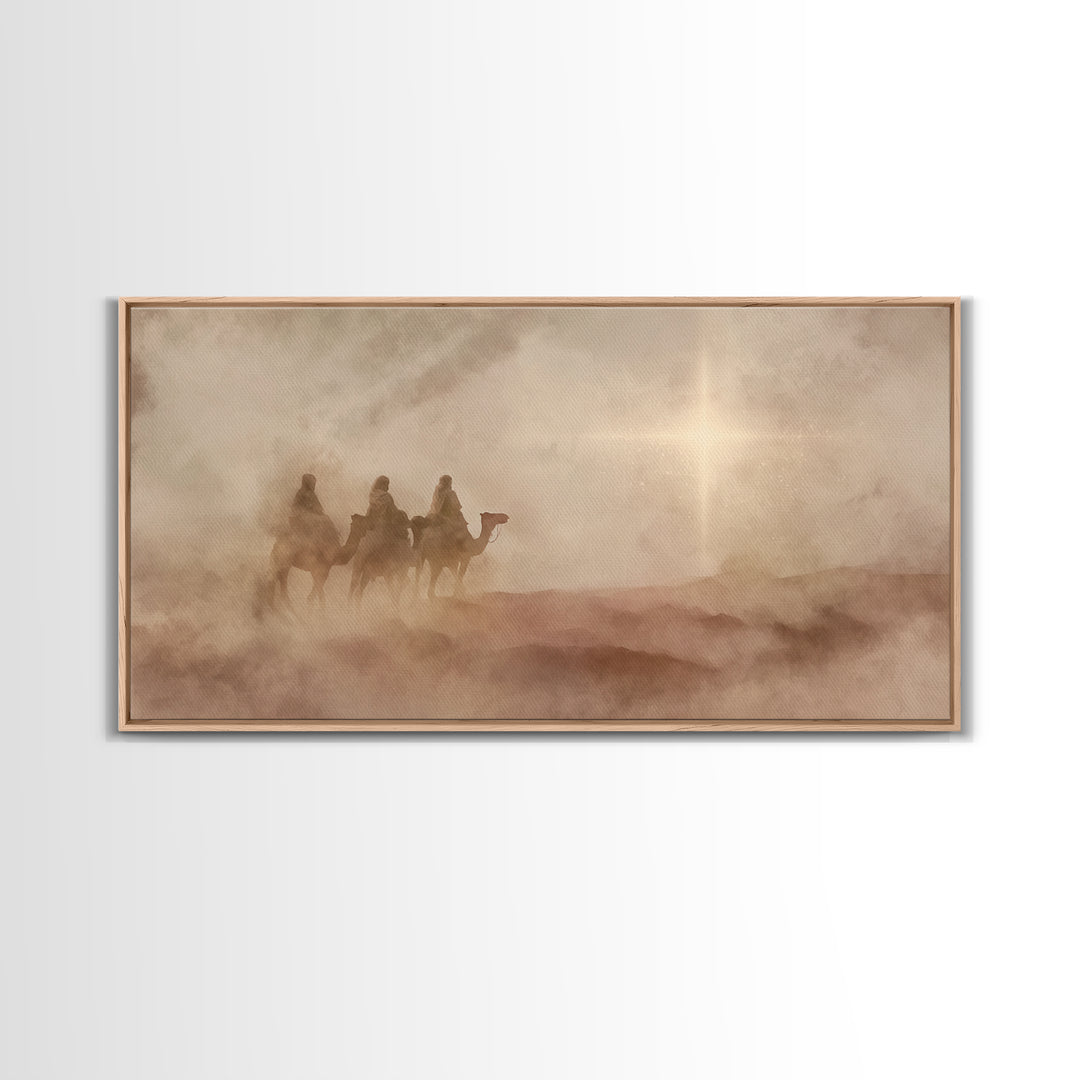 Guiding Star Mist – Framed Canvas Print – Christian Christmas Art – Modern Christian Art – Christian Wall Art – Jesus Painting – Christmas