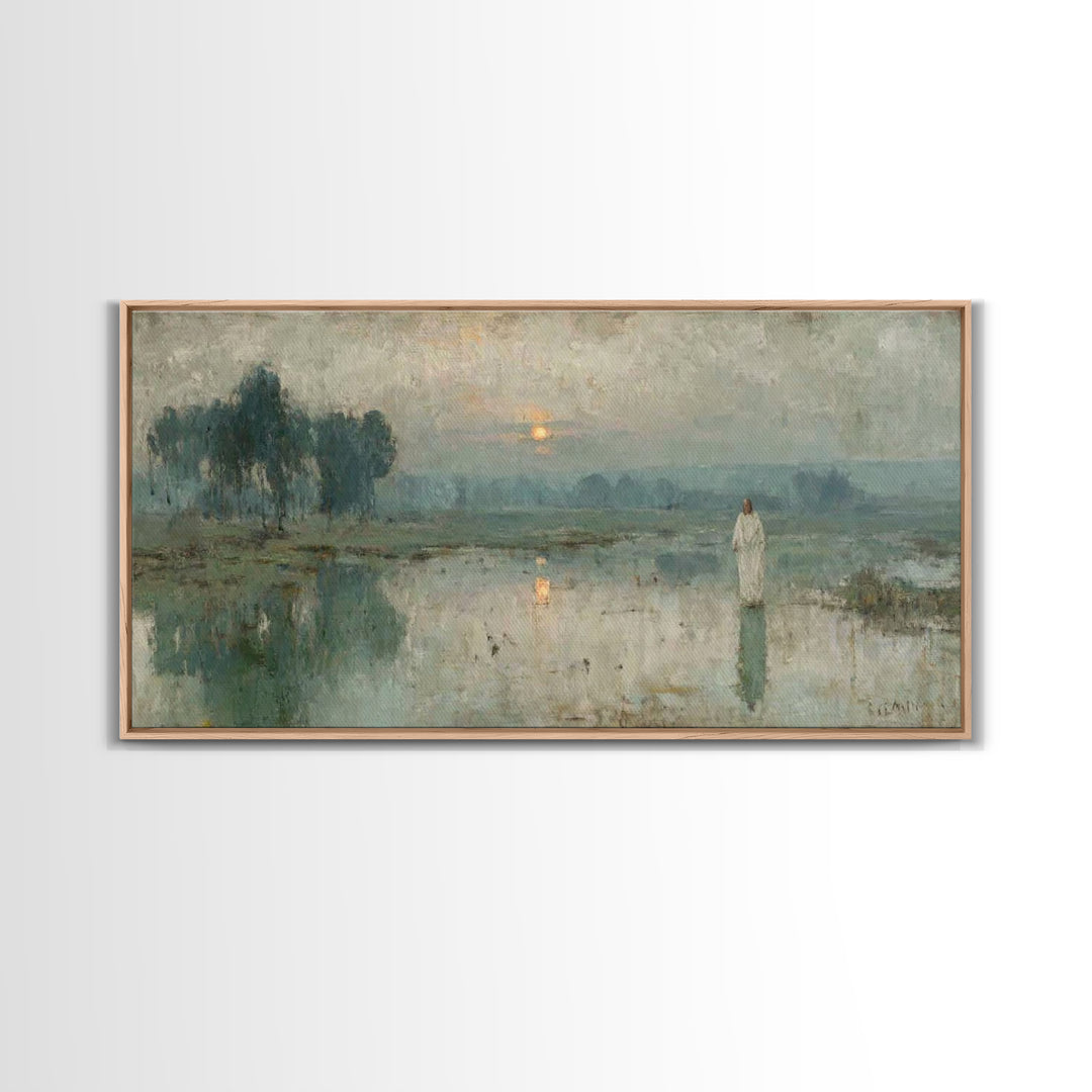 Morning Stillness – Framed Canvas Print – Jesus Canvas Art – Christian Art Work – Subtle Christian Art – Christian Wall Art
