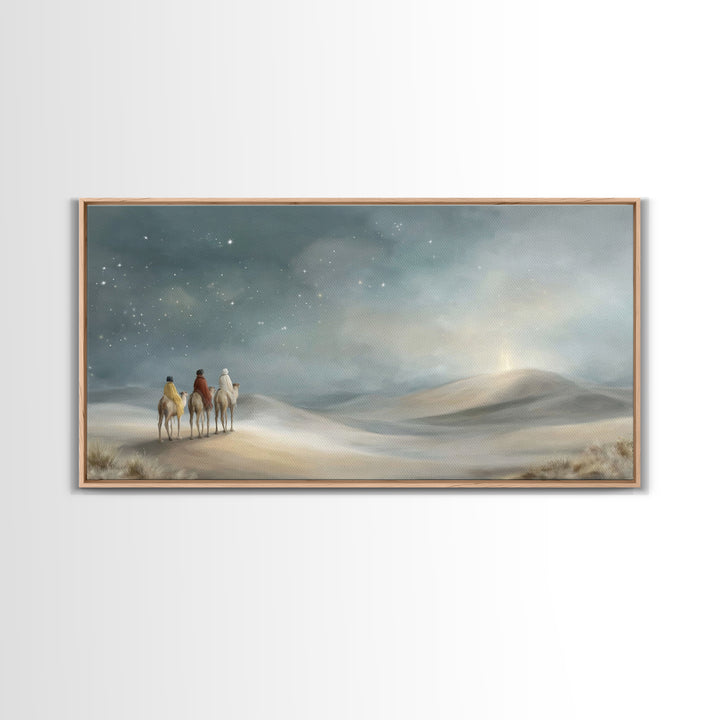 Desert Star Path, Framed Canvas Print, Christian Art Canvas, Christian Wall Art, Christmas Art Prints, Christian Christmas Art, Jesus Paint