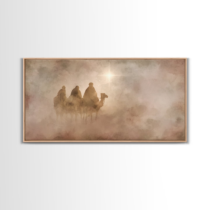 Three Kings Dawn – Framed Canvas Print – Christian Art Canvas – Christian Christmas Art – Christmas Wall Art – Modern Christian Art – Jesus