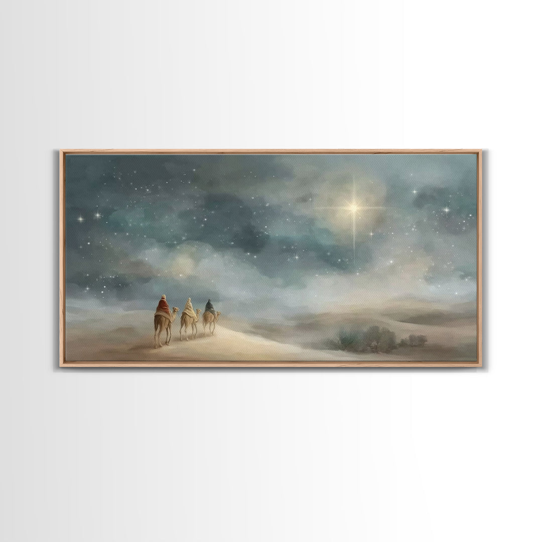 Star Of Promise, Framed Canvas Print, Christian Art Canvas, Christmas Wall Art, Christian Christmas Art, Modern Christian Painting, Christi