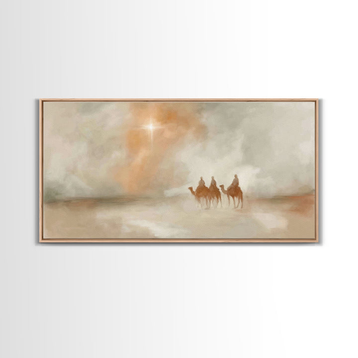 Wandering Kings – Framed Canvas Print – Christian Art Canvas – Christian Wall Art – Christmas Art Prints – Christian Christmas Art – Subtle