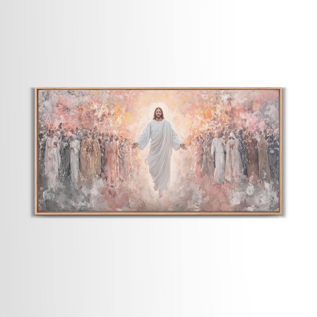 Angels Of Light, Framed Canvas Print, Christian Christmas Art, Christian Wall Art, Jesus Painting Canvas, Christian Art Gift, Christmas Art