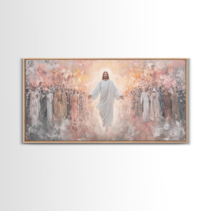 Angels Of Light, Framed Canvas Print, Christian Christmas Art, Christian Wall Art, Jesus Painting Canvas, Christian Art Gift, Christmas Art
