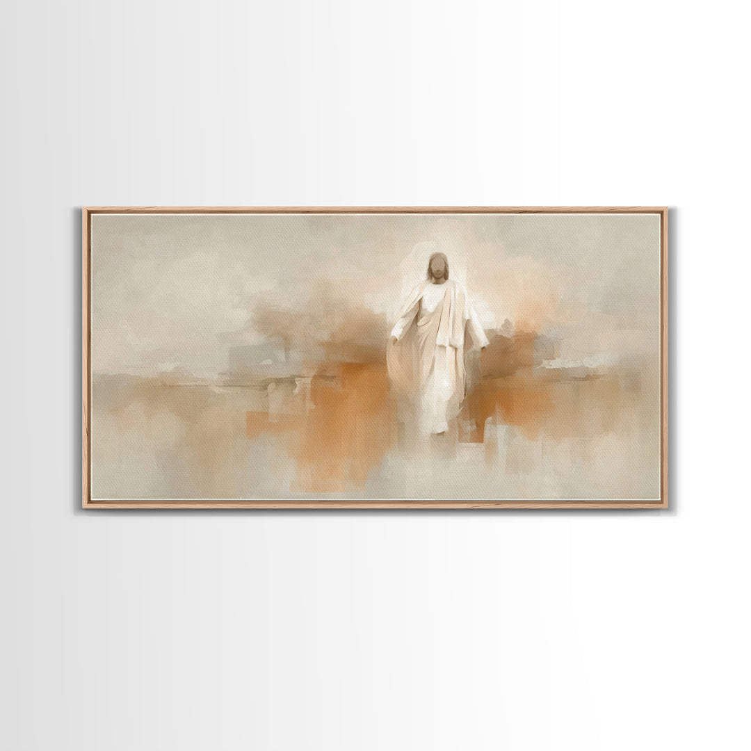Risen Radiance | Framed Canvas Print | Christian Art Work | Jesus Paintings | Modern Christian Art | Christian Wall Art | Large Jesus Paint