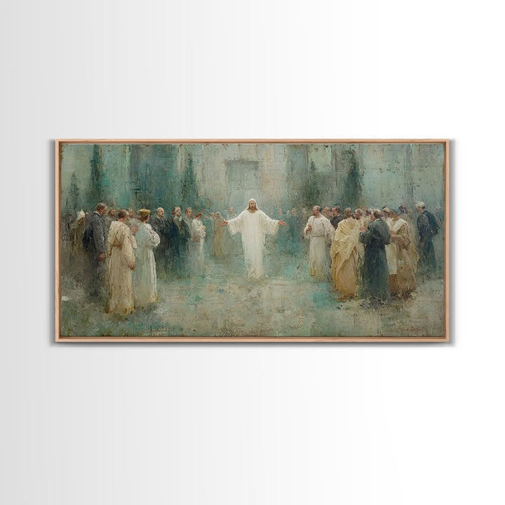 Sacred Dawn, Framed Canvas Print, Christian Wall Art, Minimalist Christian Art, Christian Art Canvas, Jesus Painting Canvas, Christian Chri