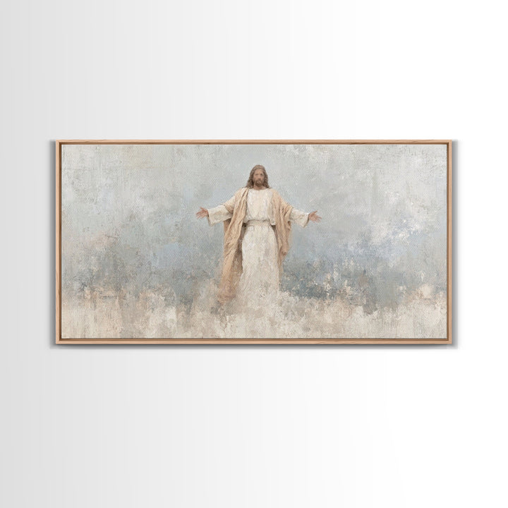 Heavenly Passage | Framed Canvas Print | Christian Art Canvas | Christian Wall Art | Jesus Art Print | Christian Gift | White Christmas Art