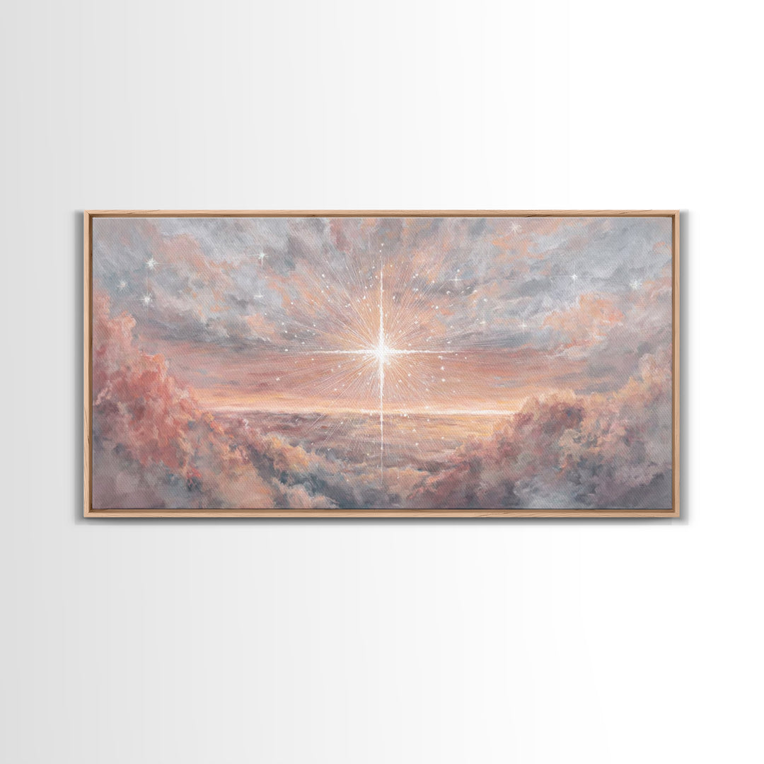 Divine Welcome, Framed Canvas Print, Christian Art Prints, Christian Wall Art, Jesus Painting, Large Christian Painting, Christian Christma