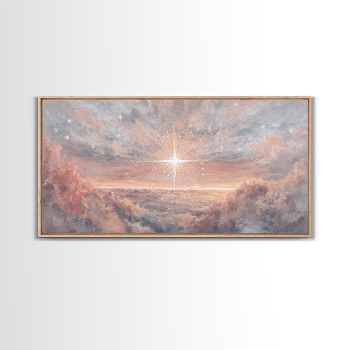 Divine Welcome, Framed Canvas Print, Christian Art Prints, Christian Wall Art, Jesus Painting, Large Christian Painting, Christian Christma