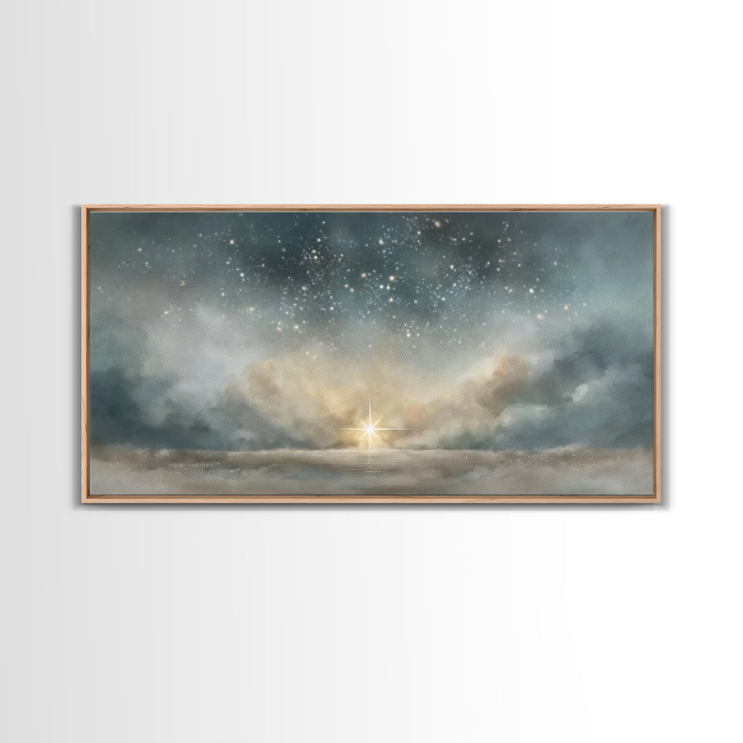 Star Of Promise – Framed Canvas Print – Christian Christmas Art – Christmas Wall Art – Christian Art Canvas – Vintage Christmas Art – Chris