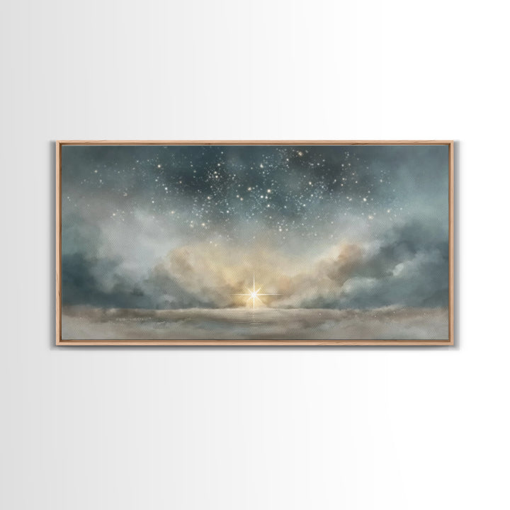 Star Of Promise – Framed Canvas Print – Christian Christmas Art – Christmas Wall Art – Christian Art Canvas – Vintage Christmas Art – Chris