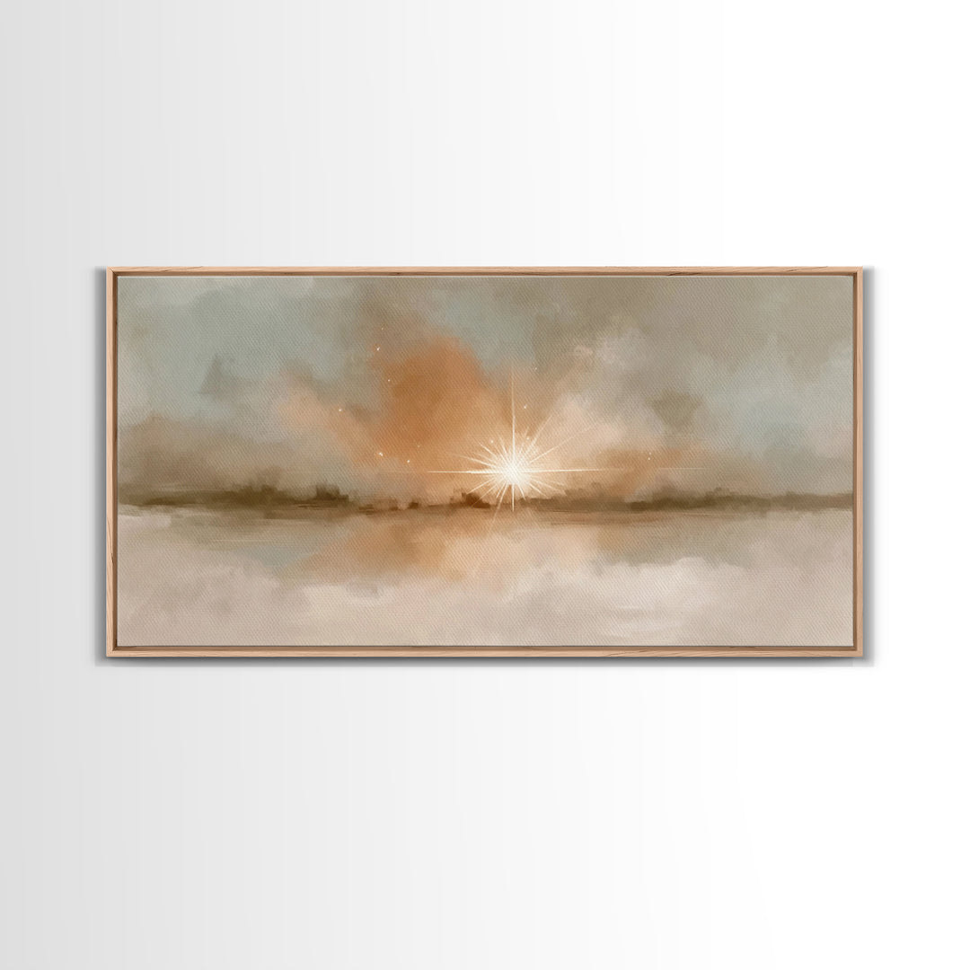 Dawn Star Light – Framed Canvas Print – Christian Wall Art – Christian Art Canvas – Christmas Art – Moody Christmas Art – Christian Decor