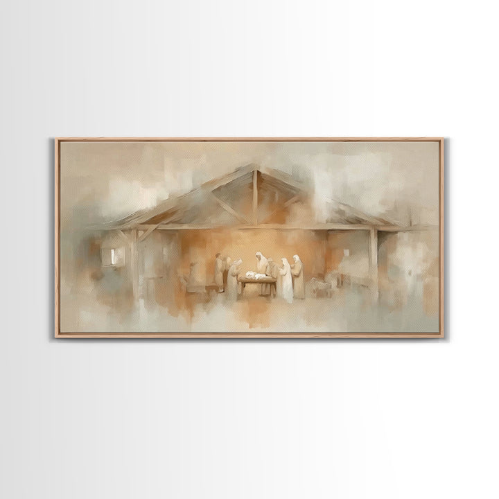 Humble Manger – Framed Canvas Print – Christian Art Canvas – Christian Christmas Art – Framed Christmas Art – Christian Wall Art – Christma