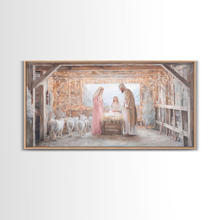 Holy Manger Wonder, Framed Canvas Print, Christian Art Canvas, Jesus Painting, Christmas Wall Art, Christian Christmas Art, Christian Decor