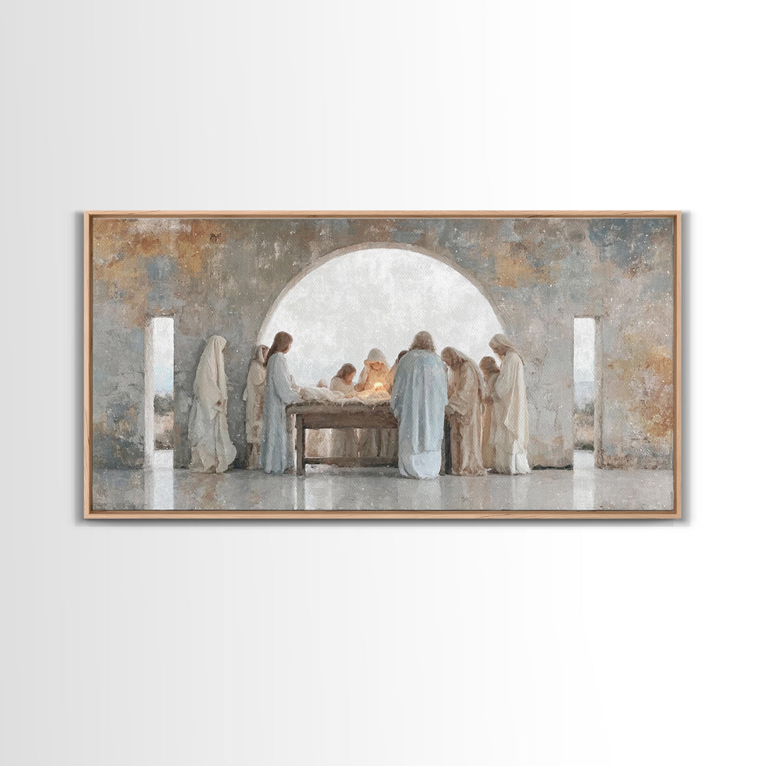 Heavenly Host Dawn | Framed Canvas Print | Christian Art Canvas | Jesus Painting | Christmas Wall Art | Christian Christmas | Christian Dec