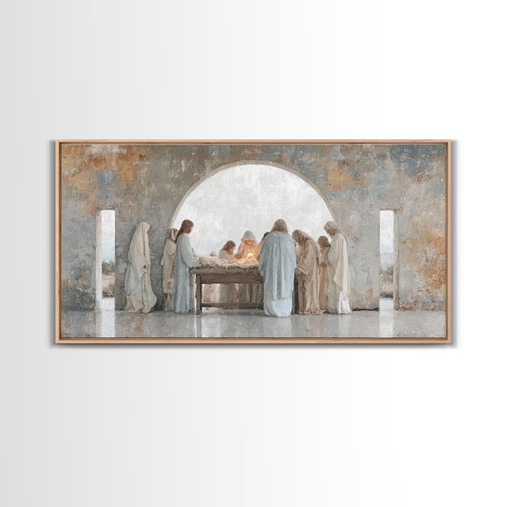 Heavenly Host Dawn | Framed Canvas Print | Christian Art Canvas | Jesus Painting | Christmas Wall Art | Christian Christmas | Christian Dec