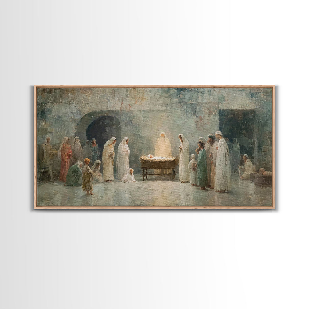Radiant Nativity Calm – Framed Canvas Print – Christian Wall Art – Jesus Art Print – Christmas Art – Christian Christmas – Christian Decor