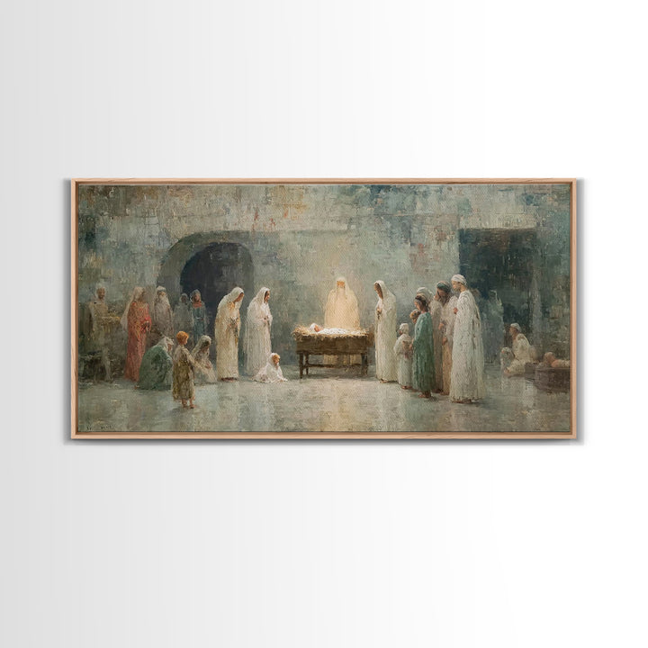 Radiant Nativity Calm – Framed Canvas Print – Christian Wall Art – Jesus Art Print – Christmas Art – Christian Christmas – Christian Decor
