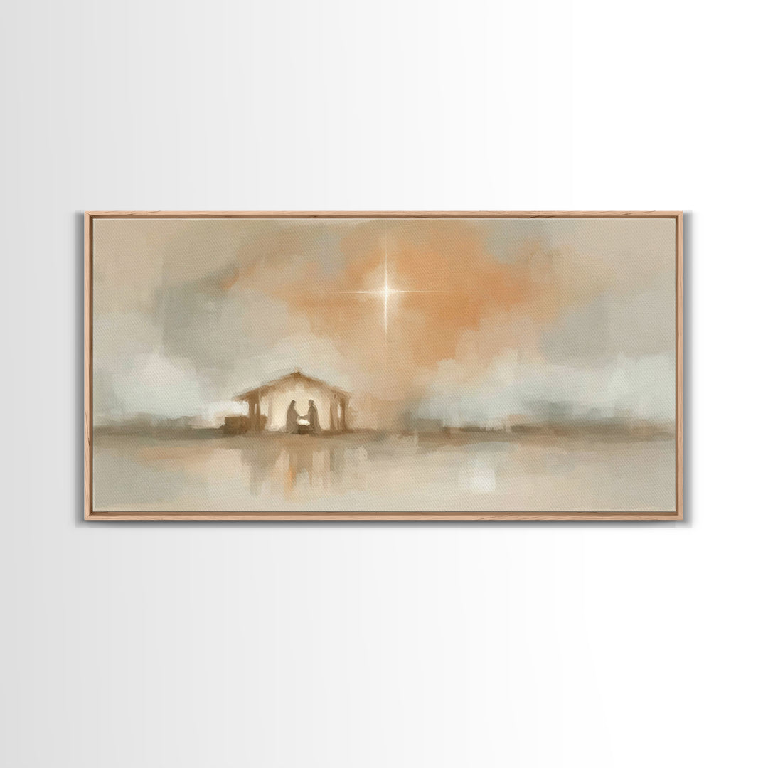 Holy Dawn Light | Framed Canvas Print | Christian Art Canvas | Christian Christmas Art | Modern Christian Art | Jesus Painting | Christmas