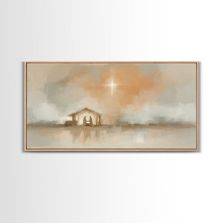 Holy Dawn Light | Framed Canvas Print | Christian Art Canvas | Christian Christmas Art | Modern Christian Art | Jesus Painting | Christmas