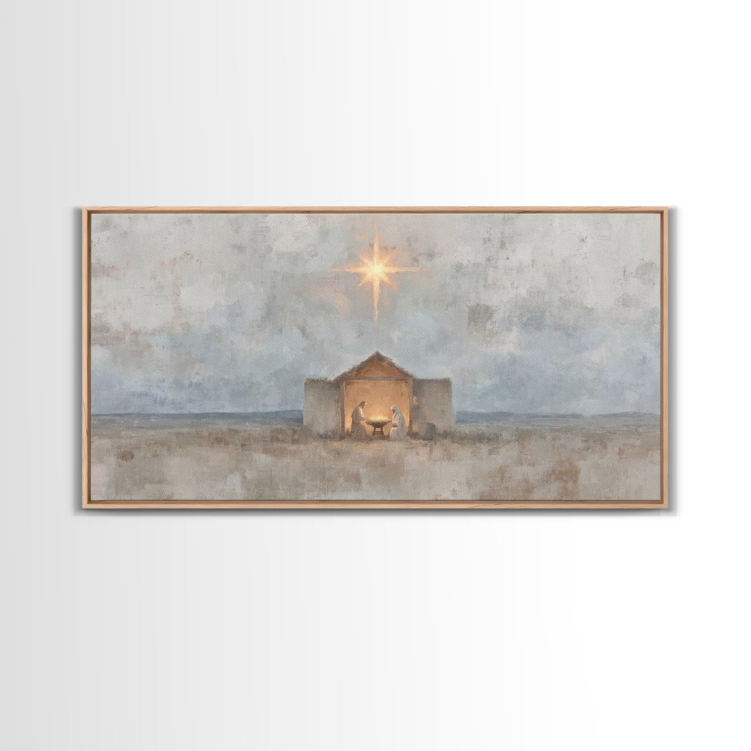 Bethlehem Peace, Framed Canvas Print, Christian Wall Art, Christian Art Canvas, Christmas Art Prints, Jesus Christmas Art, Vintage Christma