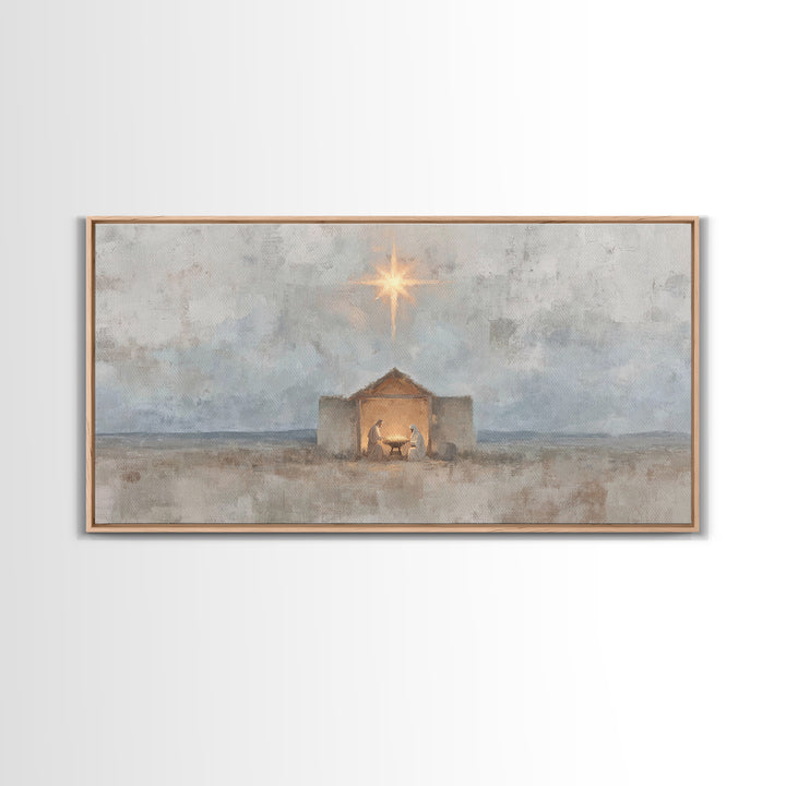 Bethlehem Peace, Framed Canvas Print, Christian Wall Art, Christian Art Canvas, Christmas Art Prints, Jesus Christmas Art, Vintage Christma