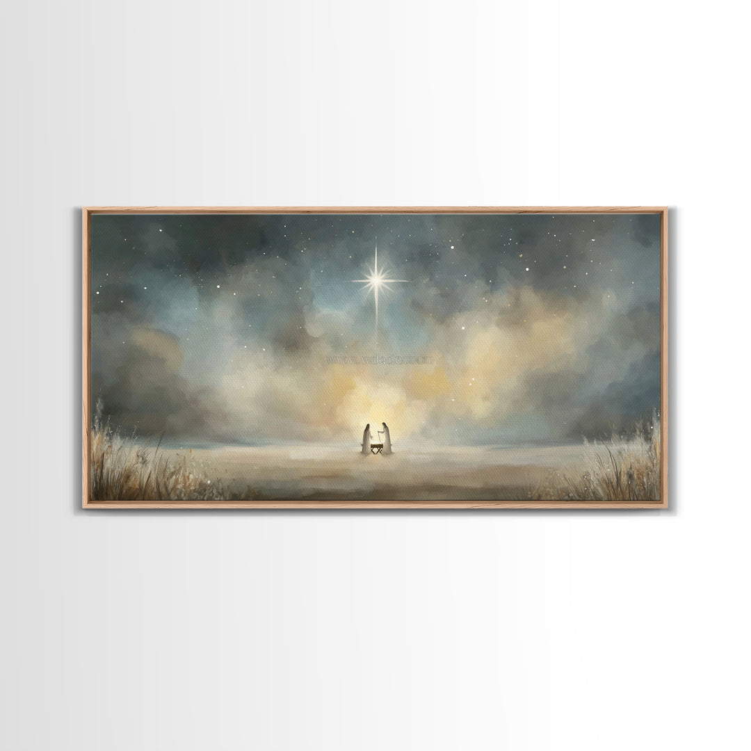 Star Of Emmanuel | Framed Canvas Print | Christian Wall Art | Christian Christmas Art | Christian Art Print | Jesus Painting | Christmas Ca