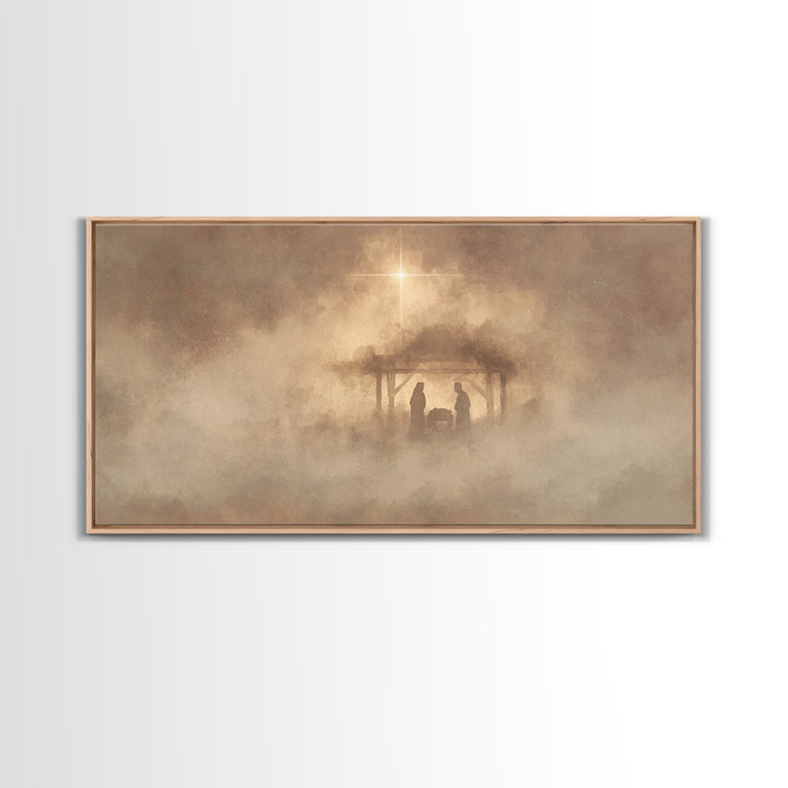 Heavenly Night Sky, Framed Canvas Print, Christian Art Print, Modern Christian Art, Christian Christmas Art, Christian Wall Art, Christmas