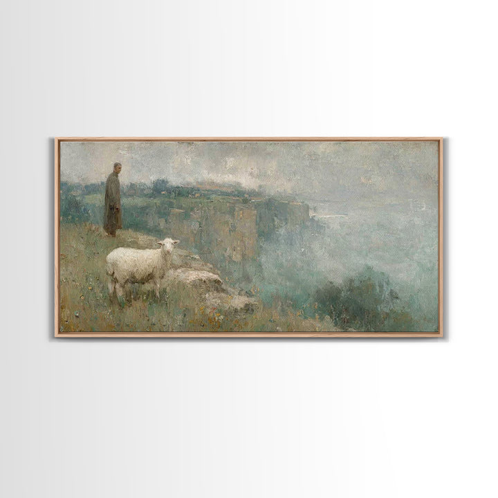 Silent Nativity Glow – Framed Canvas Print – Christian Art Canvas – Christmas Art Prints – Christian Christmas Decor – Modern Christian Pai