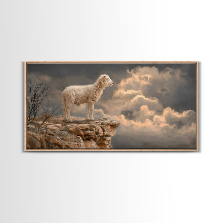The Lone Shepherd | Framed Canvas Print | Christian Art Painting | Christian Wall Art | Christian Art Print | Moody Christian Art | Pastora