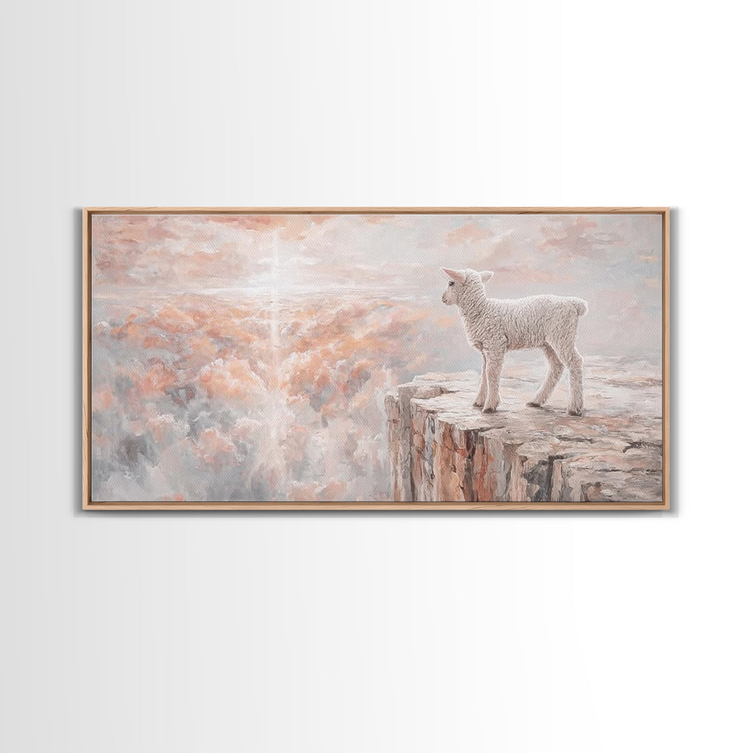 Heavenly Lamb - Framed Canvas Print - Christian Wall Art - Christian Art Canvas - Pastoral Scenery - Christian Christmas Art - Christian De
