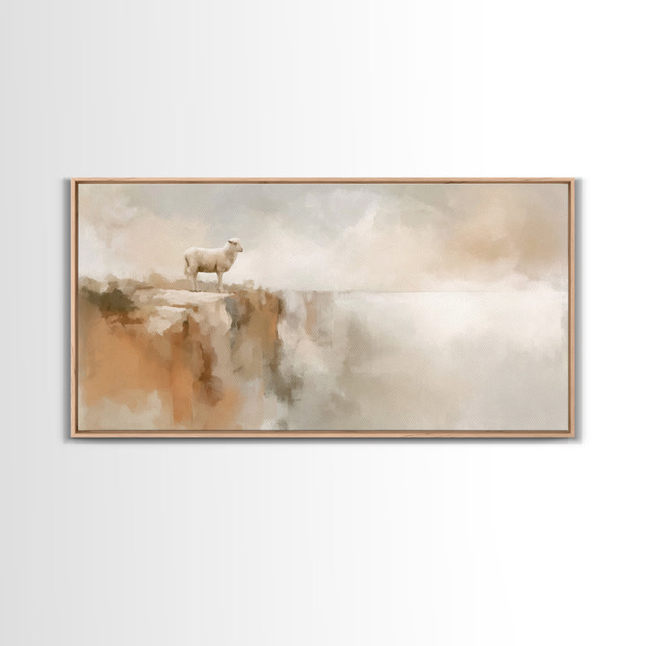 Quiet Cliff Light - Framed Canvas Print - Christian Art Canvas - Christian Christmas Art - Christian Wall Art - Modern Christian Art - Chri