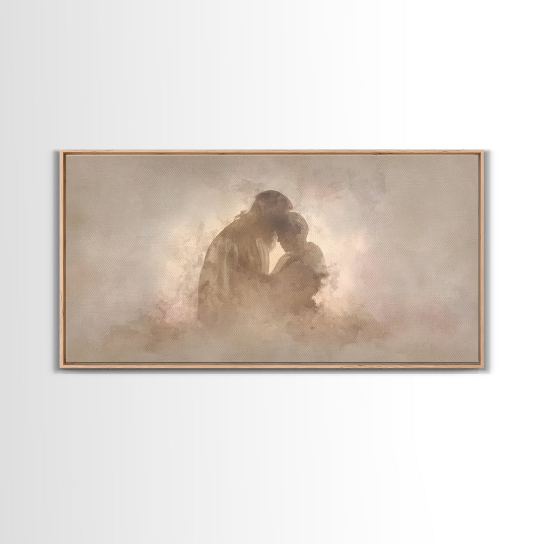 Sacred Comfort - Framed Canvas Print - Christian Art Canvas - Jesus Art Print - Christian Wall Art - Christmas Art Work - Christian Decor
