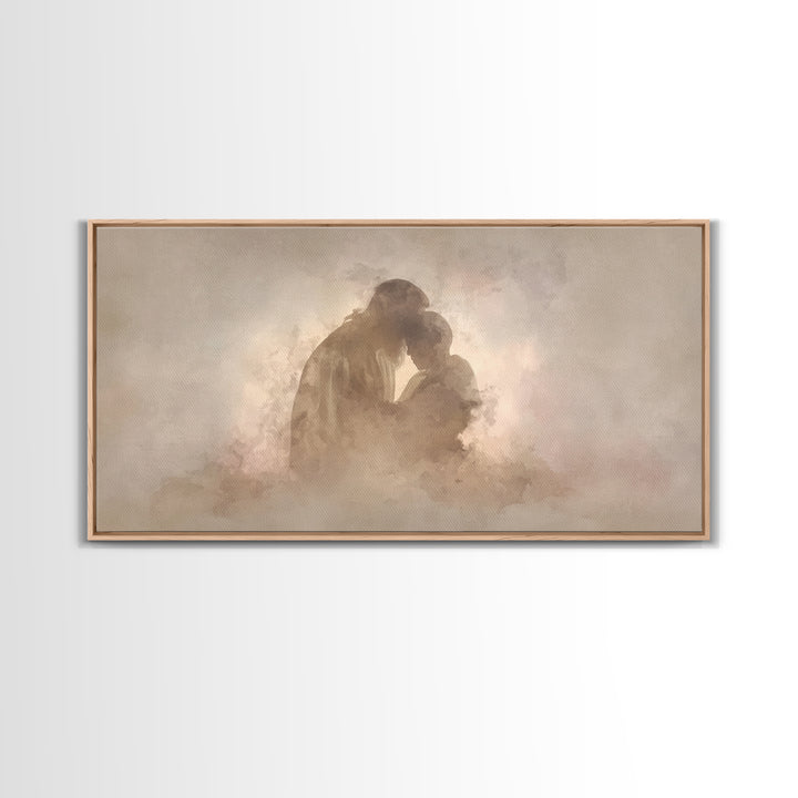 Sacred Comfort - Framed Canvas Print - Christian Art Canvas - Jesus Art Print - Christian Wall Art - Christmas Art Work - Christian Decor
