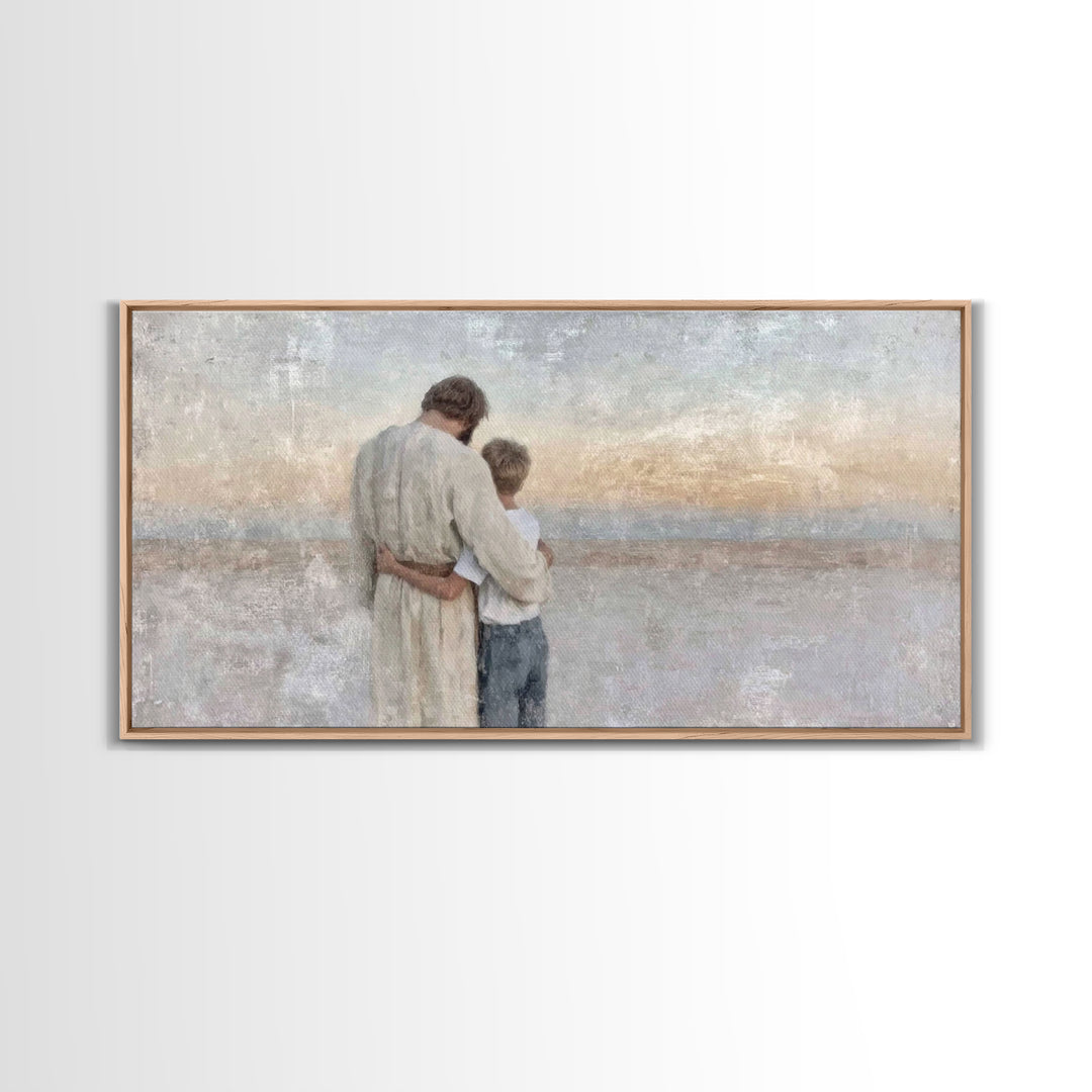 Guiding Peace - Framed Canvas Print - Christian Art - Christian Decor - Christian Christmas Art - Jesus Painting - Christian Wall Art