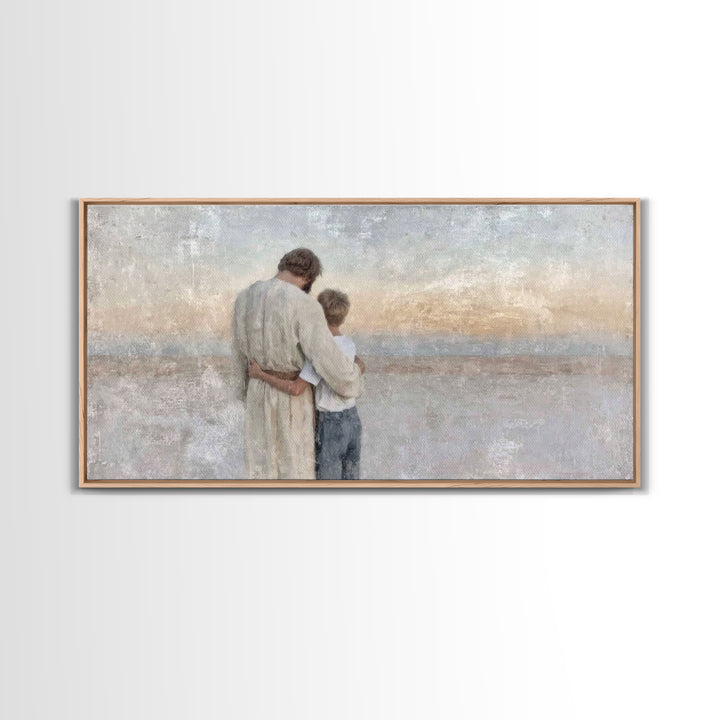 Guiding Peace - Framed Canvas Print - Christian Art - Christian Decor - Christian Christmas Art - Jesus Painting - Christian Wall Art