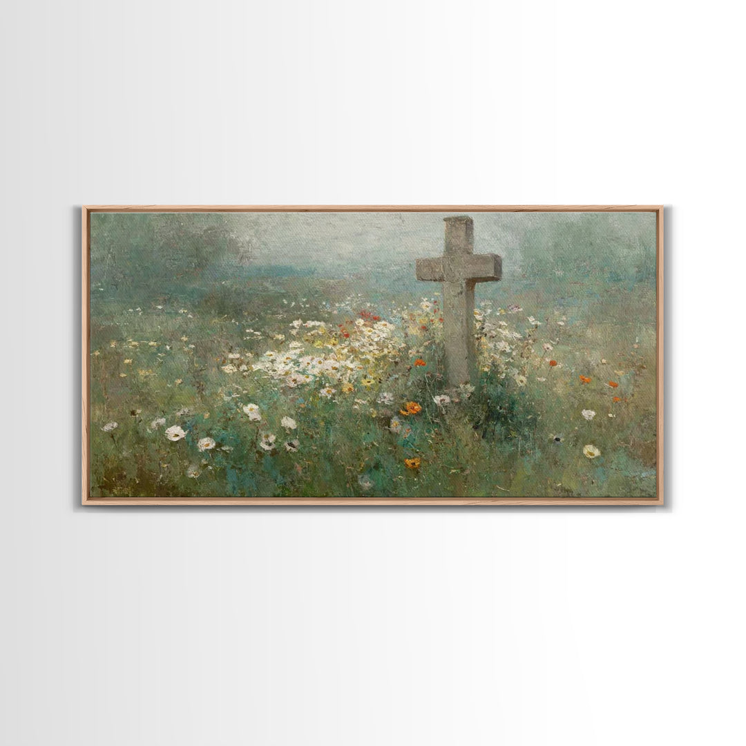 Field Of Redemption – Framed Canvas Print – Christian Art Print – Large Christian Painting – Christian Decor – Christian Wall Art – Unique