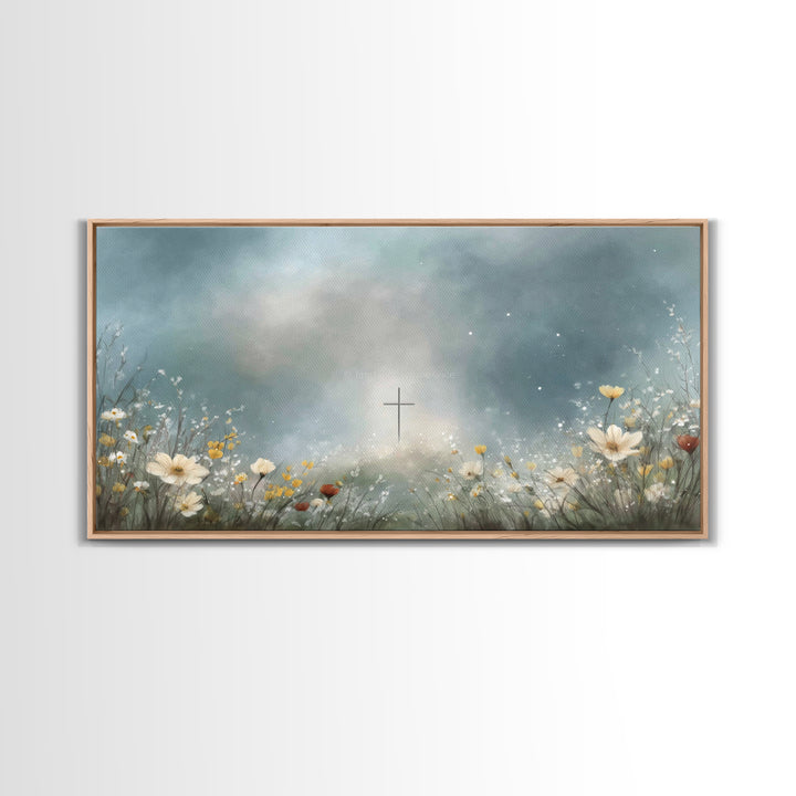 Heavenly Meadow – Framed Canvas Print – Christian Art – Jesus Painting – Christian Art Canvas – Subtle Christian Art – Christian Wall Art