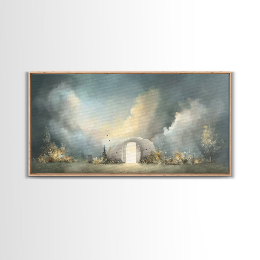 Empty Tomb Glory – Framed Canvas Print – Christian Art Canvas – Christian Wall Art – Christian Painting – Moody Christian Art – Christian D